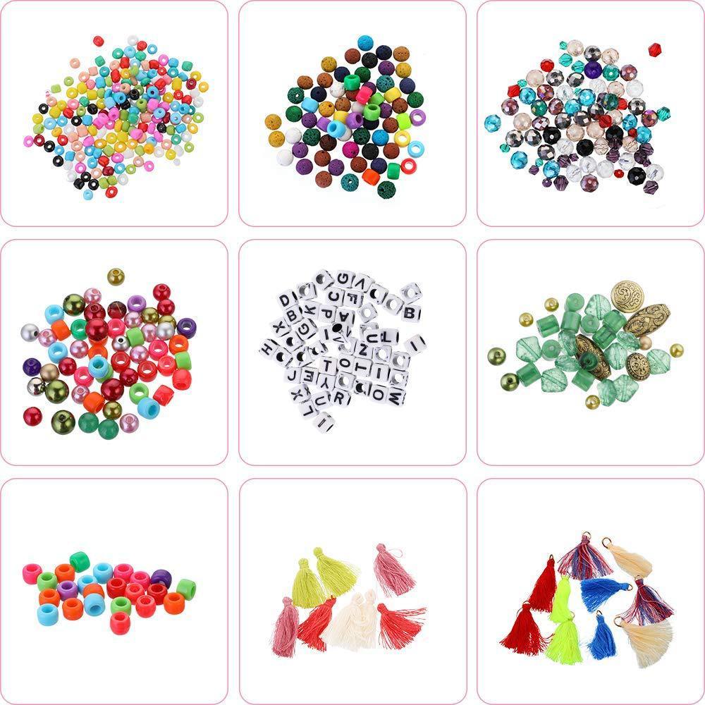 Materials Set for Bracelets with colorful beads, alphabet beads, tassels, and decorative charms by Arts And More